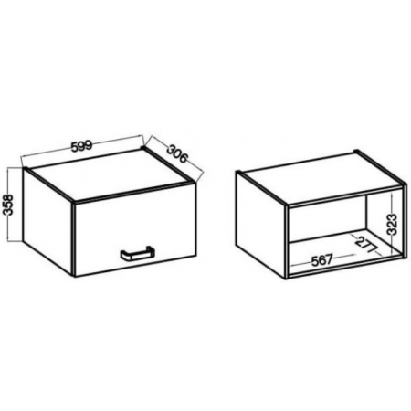 Szafka kuchenna uchylna 60 cm MEGI orzech okapi 60 GU-36 1F